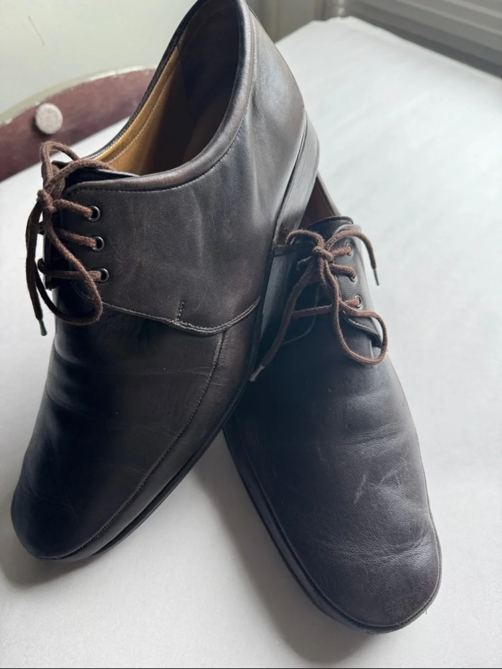 Bally Brenzo Mens 8N Oxford Derby Shoes  Chocolate Brown leather office dressy